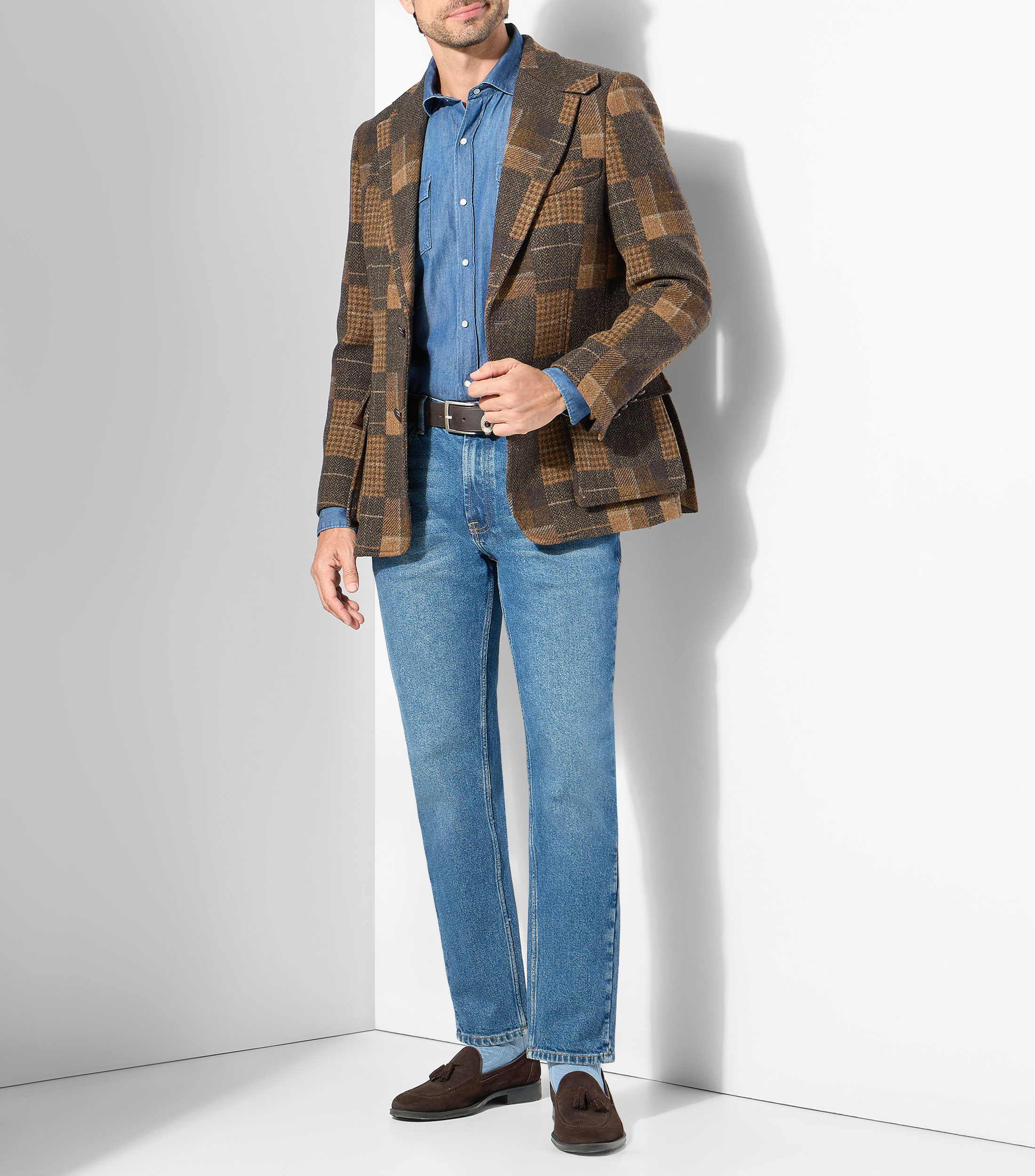 Camisa lisa manga larga Hombre
